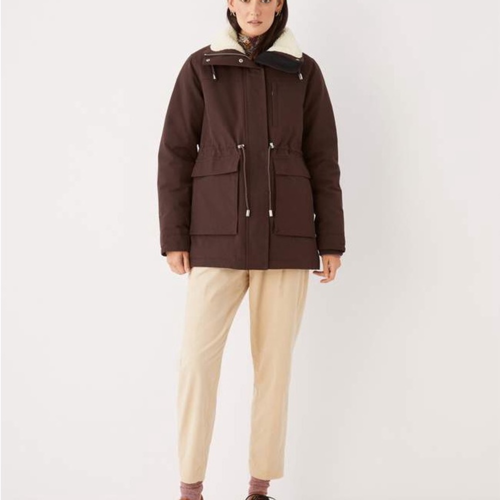Black Parka with Cream Collar - Picture 4 of 6